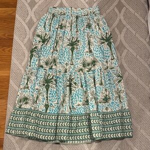 Tropical Green and White Maxi Skirt